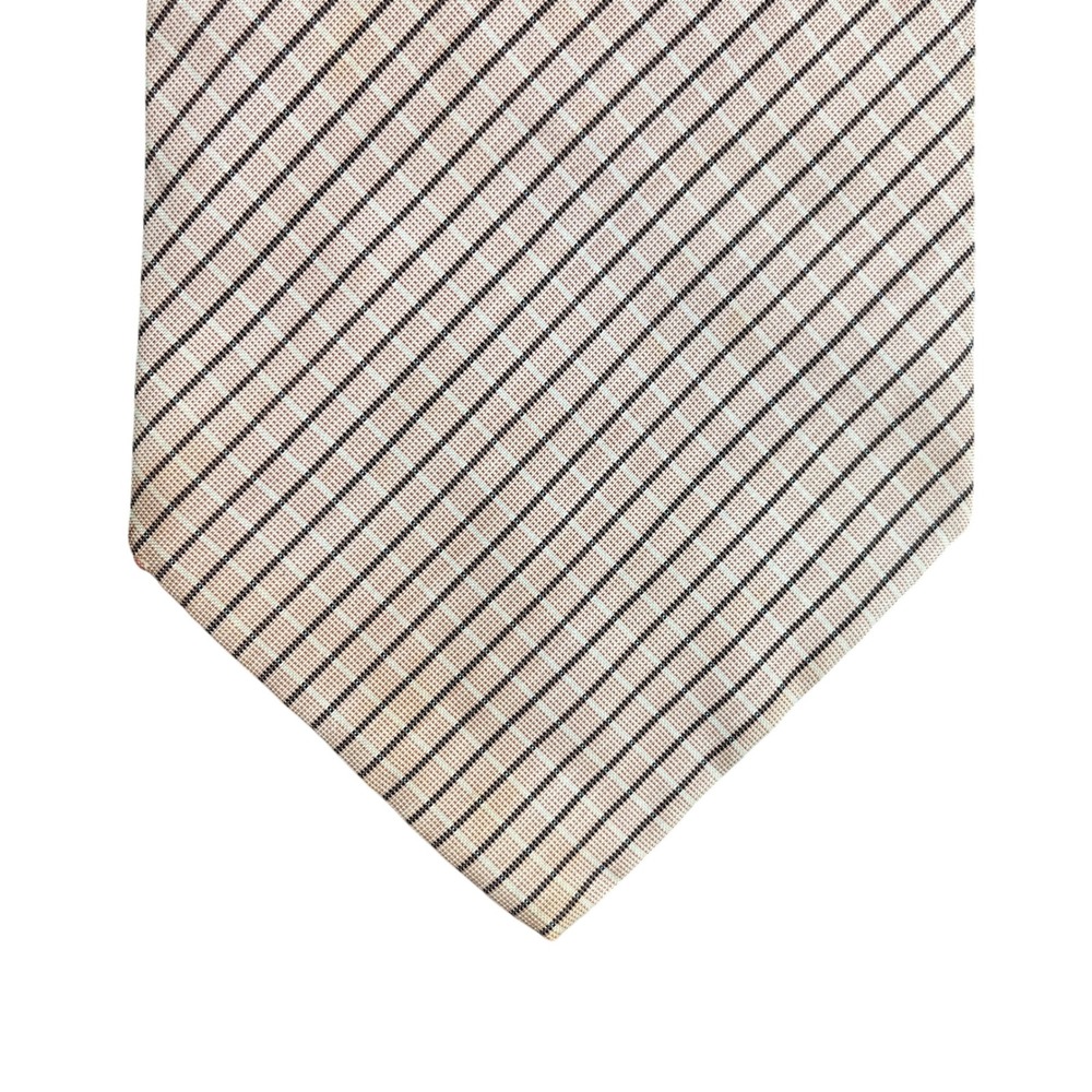 Liberty of London Filene's Mens Tie Peach Tan Diagonal Stripe Vintage Silk